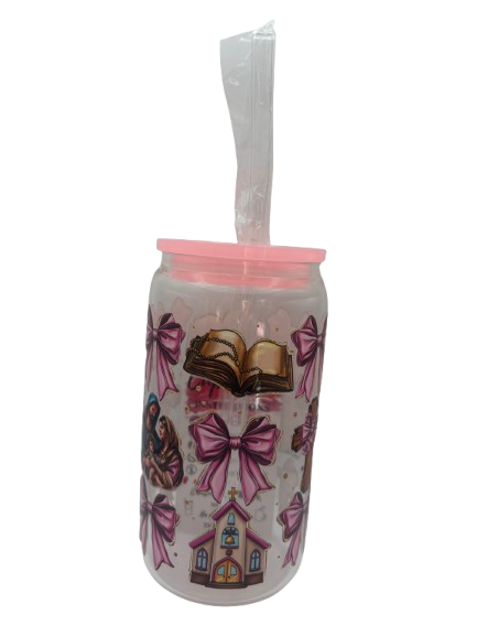 Bows & Jesus Glass Libbey