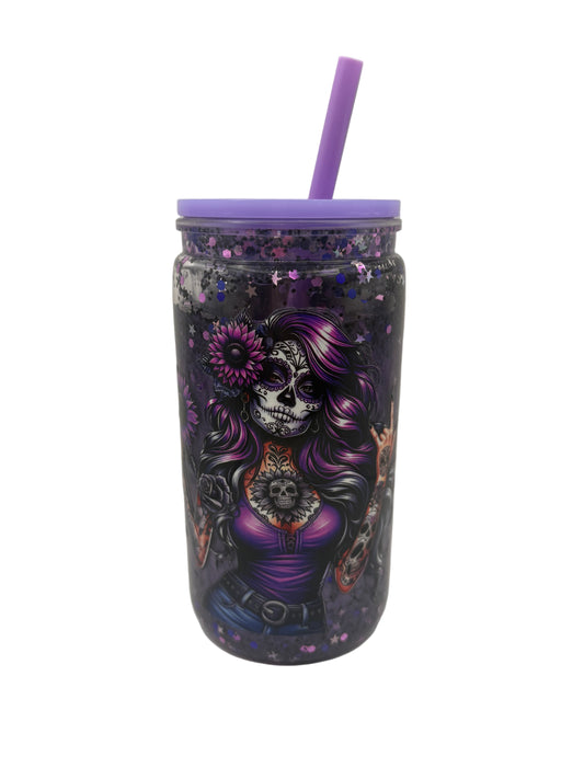 Purple Skull Women Snowglobe Libbey